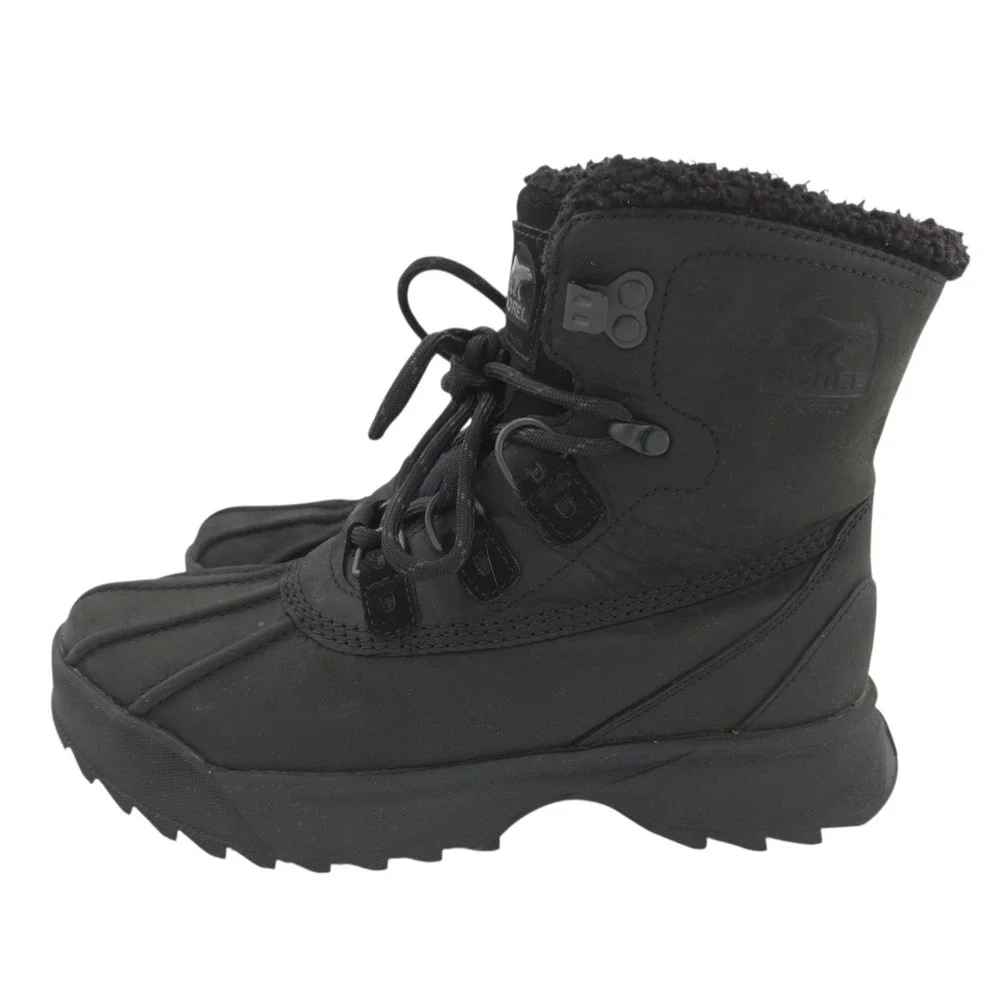 Sorel Scout 87 Lux WP Boots Men 9 Black Waterproof Insulated Winter Duck Leather
